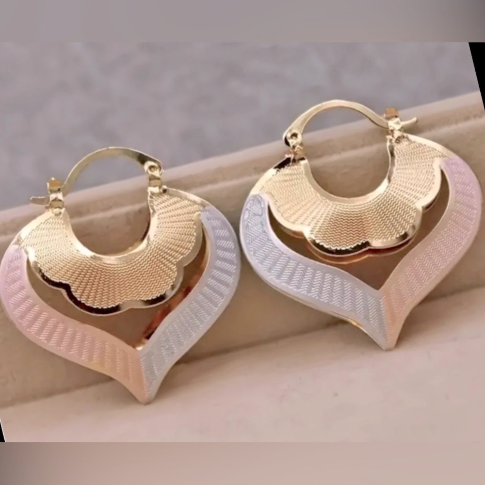 14K Gold Plated Heart-Shaped Earrings